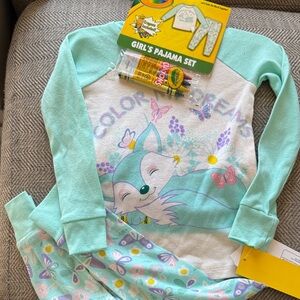 Crayola Aqua and Lavender Fox Pajama Set